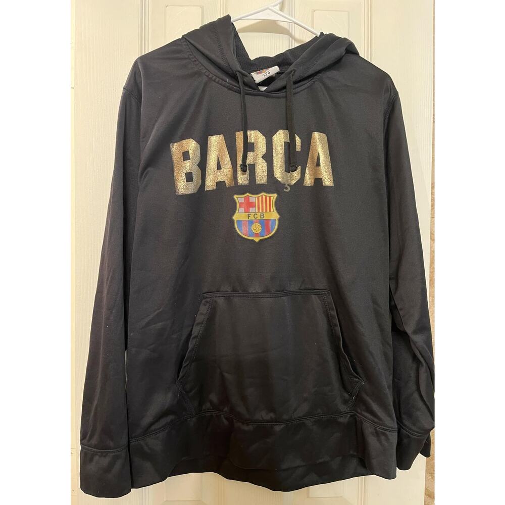 FCB Barca FC Barcelona Black Hoodie Sweatshirt Soccer Futbol Size: Large